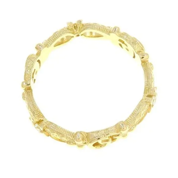 GUCCI 3P Diamond Interlocking G Logo Flower Ring size US7 18k Yellow Gold Auth - Picture 7 of 7